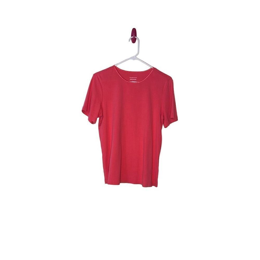 Christopher & Banks Women's coral Crew Neck T-Shirt Size L Short Sleeve Casual S